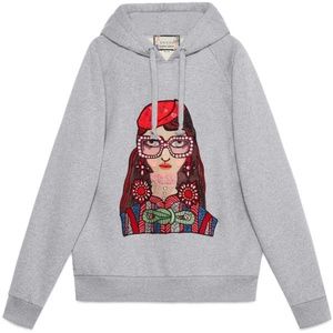 Gucci Unskilled Worker Embroidered Grey Hoodie_Oversize_Size Small_Brand New